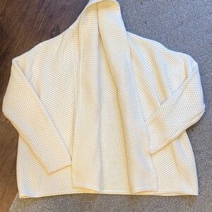 100% cotton Cream Open-Front Sweater